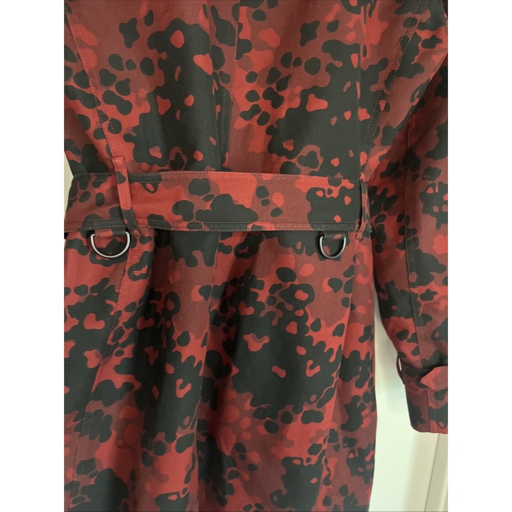 Burberry London Peacoat Double Breasted Cotton Red Black Camouflage 10 Luxury - Picture 15 of 16